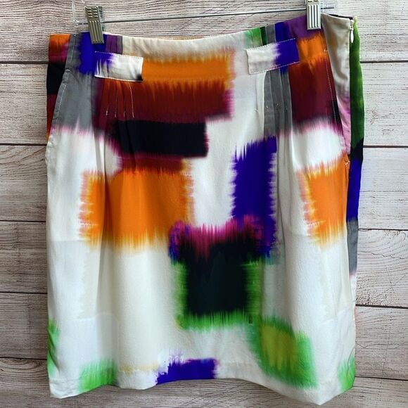 ANTHROPOLOGIE‎ CLUNY 100% SILK SKIRT IN COLOR BLOCK - Picture 2 of 5